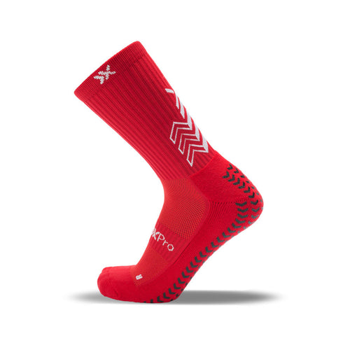 SoxPro Grip Sock Anti-Slip Crew  Red Performance Socks