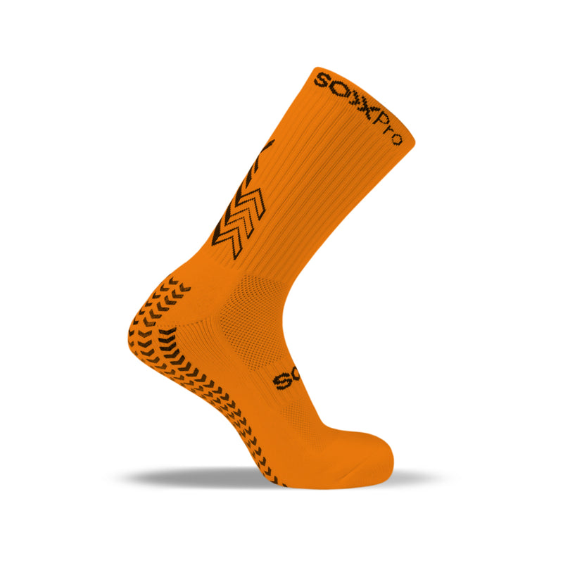 SoxPro Grip Sock Anti-Slip Crew  Orange Performance Socks